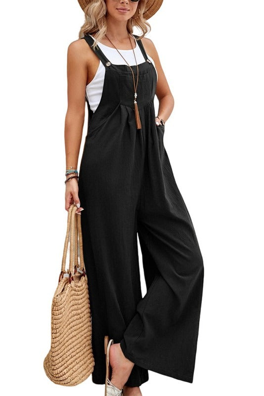 Black Casual Suspender Jumpsuit