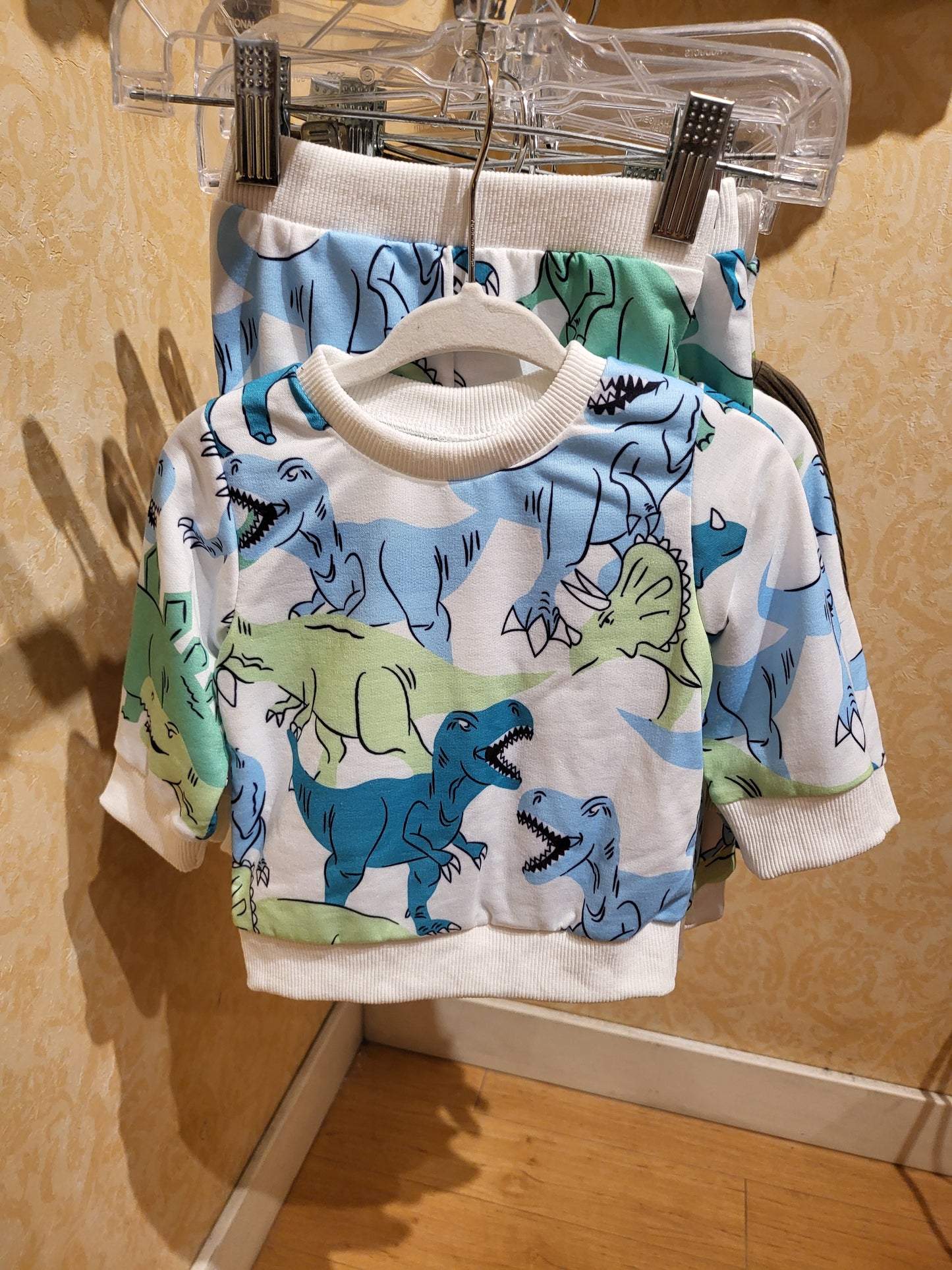 Baby Boy White 2 Piece Dinosaur Set