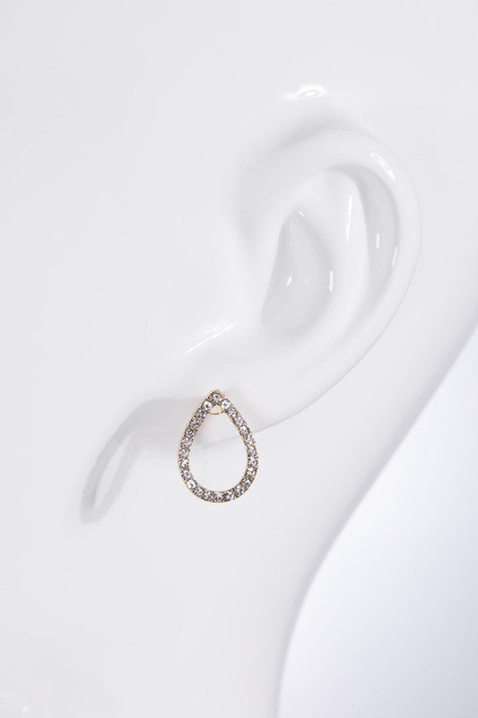 Pave Rhinestone Teardrop Stud Earrings