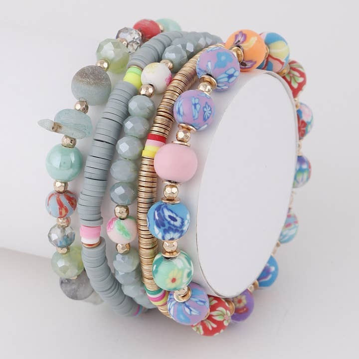 Mint Multi Pattern Beaded Bracelet