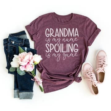 Grandma is My Name Maroon Tee White Ink