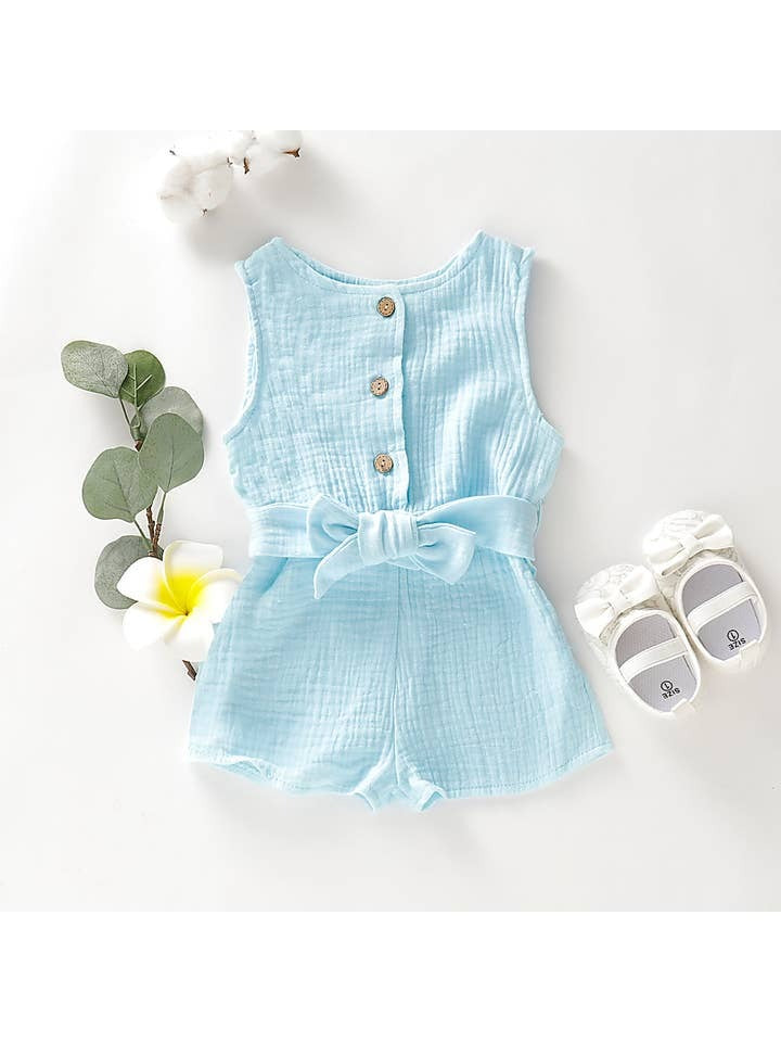 Baby Girl Light Blue Cotton Romper