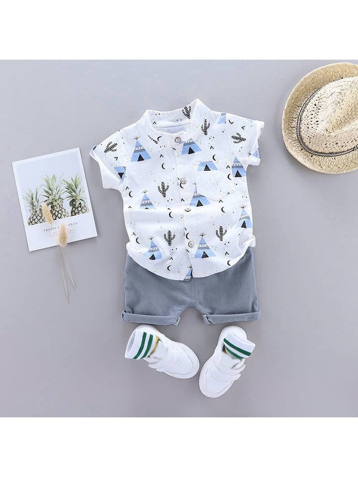 Cactus Print Shirt and Short Set